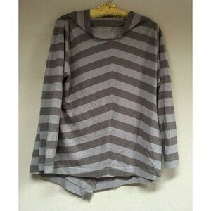 OSKA Womens Size 1 Long Sleeve Cowl Neck Striped Faux-Wrap Sweater Lagenlook